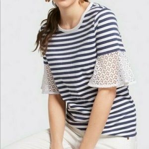 Draper James Striped Bell Sleeve Top Sz S EUC